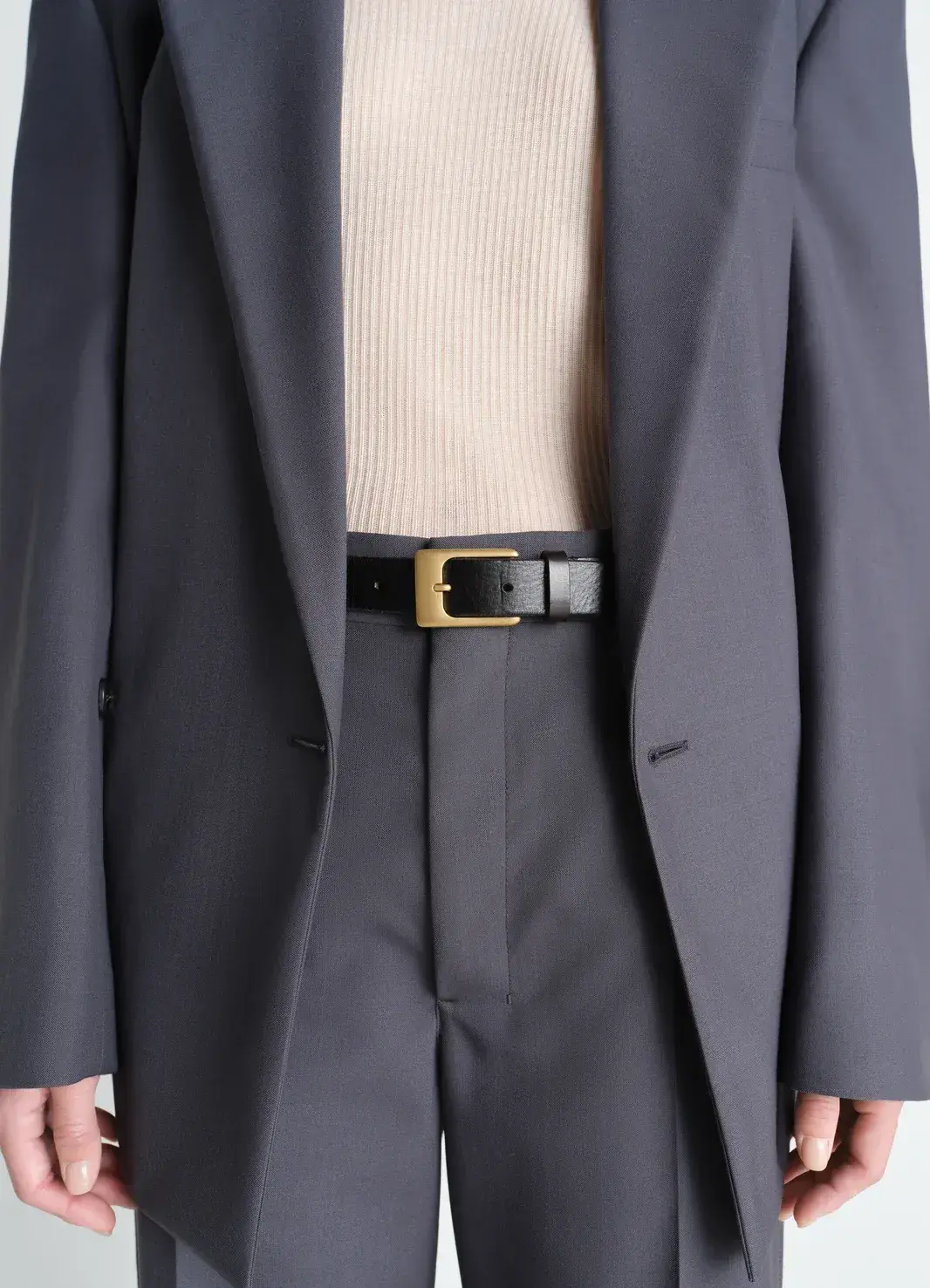 Leather Belt in Black, front view
