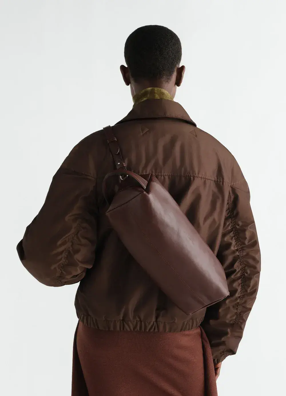 Bomber Jacket in Brown, front view