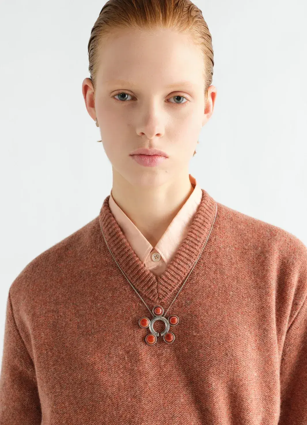 Cashmere Sweater in Rust, front view