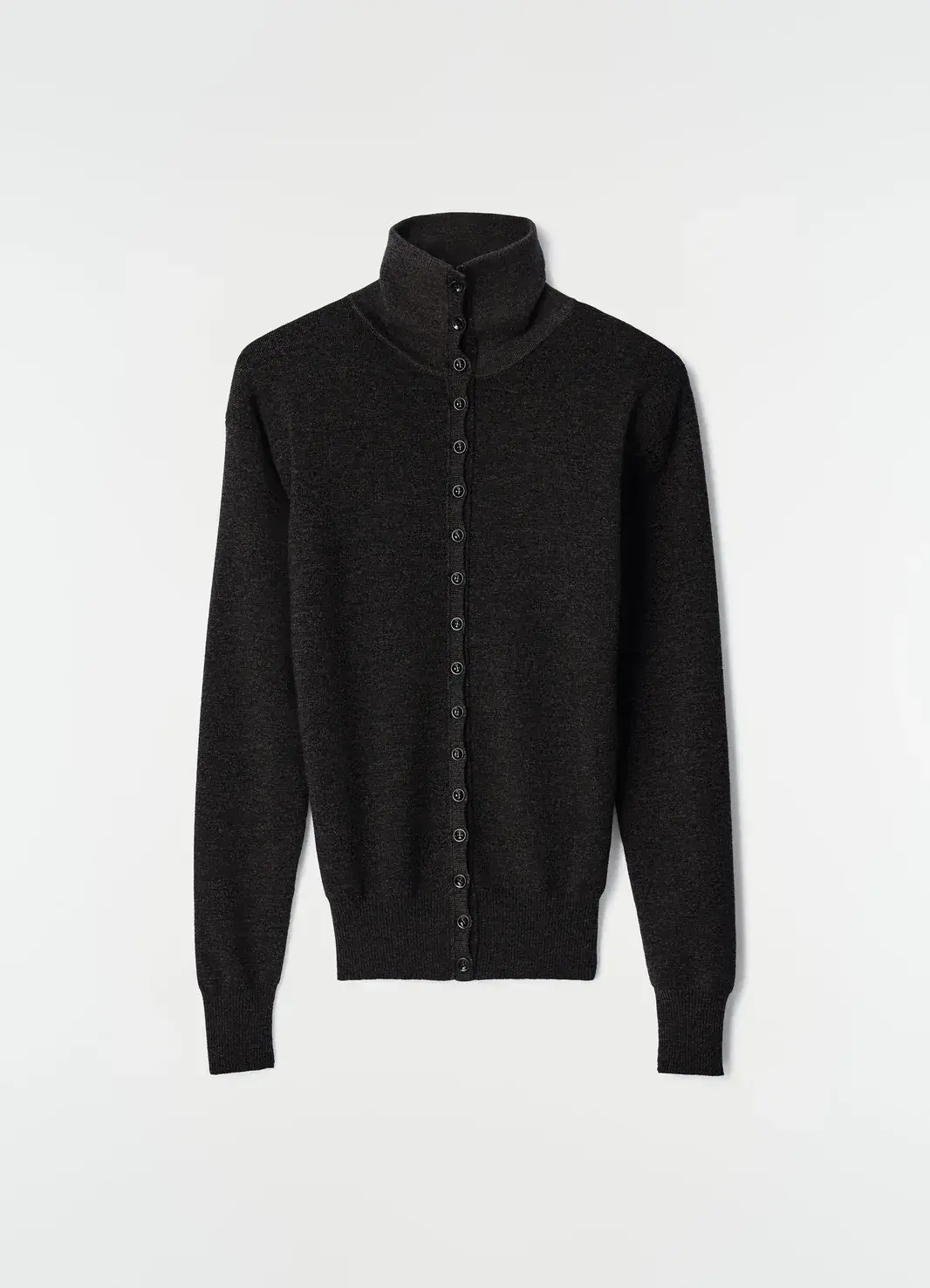 Cashmere Cardigan in Black, front view